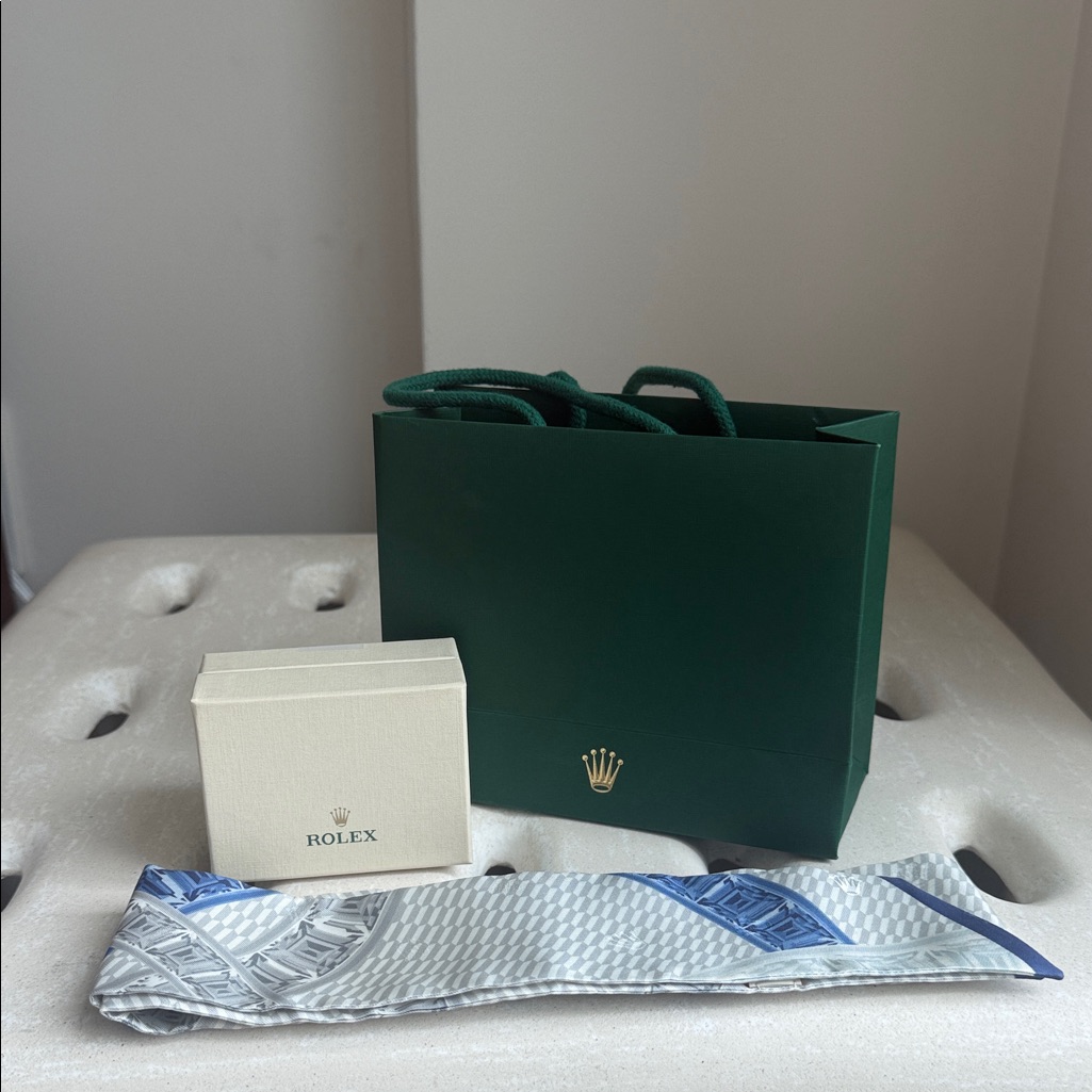 Rolex Silk Twill Scarf With Box And Bag